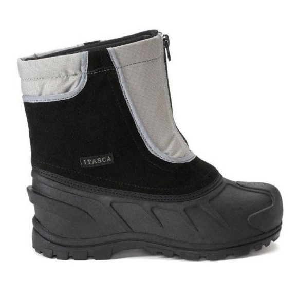 Boys Winter Snow Boots Kids 3 Itasca Black Gray Waterproof Zip Removeable Liner - Picture 1 of 5